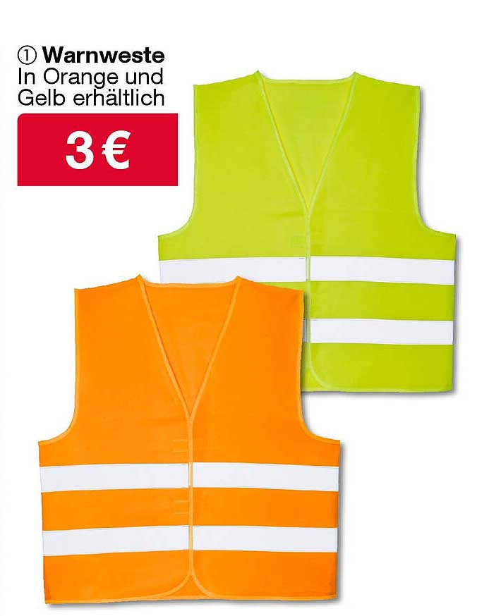 Warnweste in Orange und Gelb erhältlich