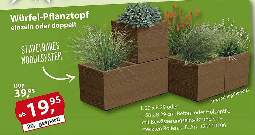 Würfel-Pflanztopf einzeln oder doppelt