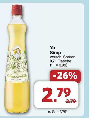 Yo Sirup Holunderblüte 0,7-l-Flasche