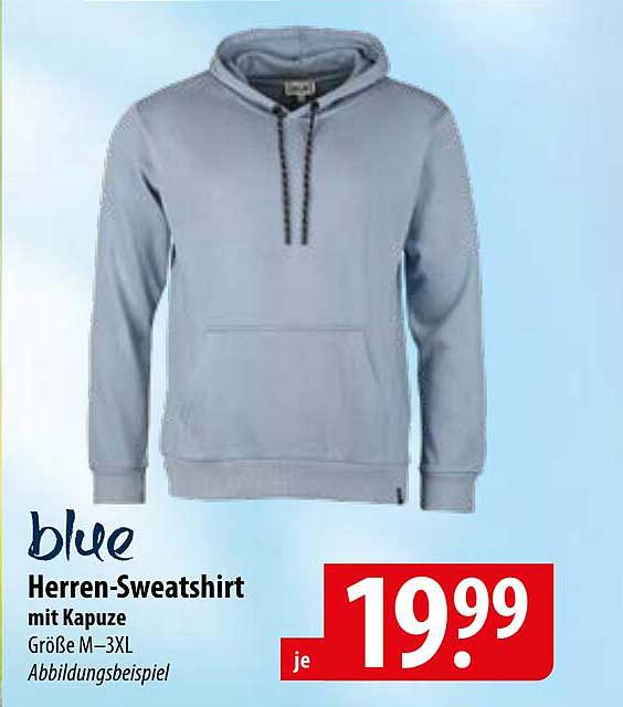 blue Herren-Sweatshirt mit Kapuze