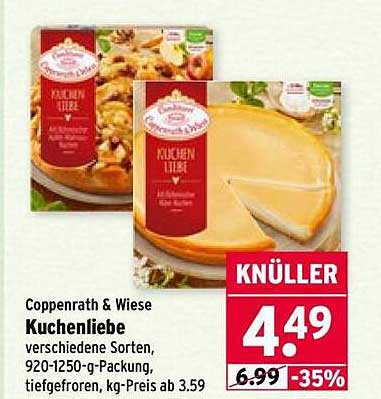 Coppenrath & Wiese Kuchenliebe verschiedene Sorten, 920-1250-g-Packung, tiefgefroren, kg-Preis ab 3.59