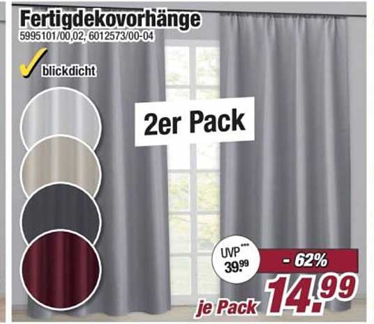 Fertigdeko-Vorhänge 2er Pack blickdicht