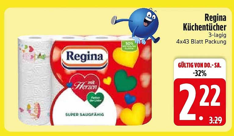 Regina Küchentücher 3-lagig 4x43 Blatt Packung