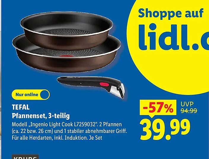 TEFAL Pfannenset, 3-teilig