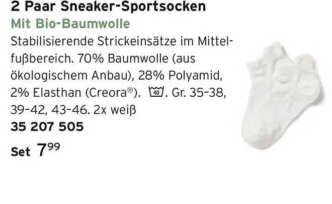 2 Paar Sneaker-Sportsocken Mit Bio-Baumwolle