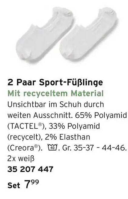 2 Paar Sport-Füßlinge mit recyceltem Material