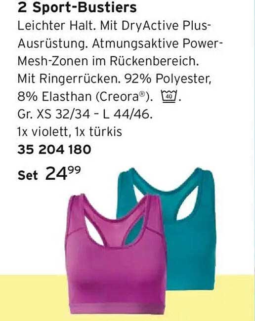 2 Sport-Bustiers - Set in Violett und Türkis