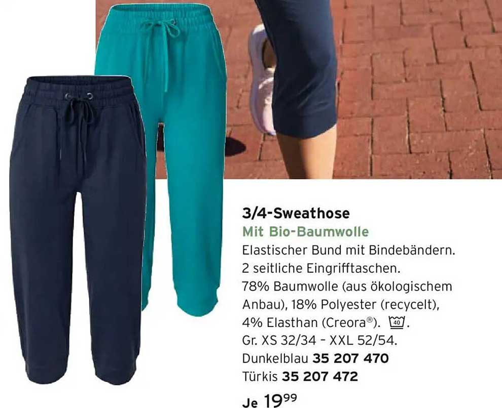 3/4-Sweathose Mit Bio-Baumwolle