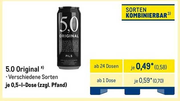 5.0 Original – Verschiedene Sorten, je 0,5 l-Dose