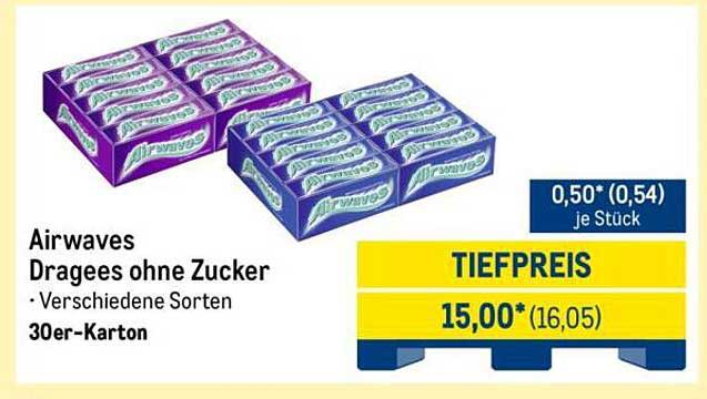 Airwaves Dragees ohne Zucker – Verschiedene Sorten im 30er-Karton