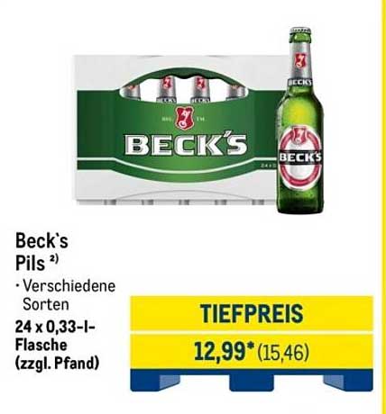 Beck's Pils - 24 x 0,33 l Flasche (zzgl. Pfand)