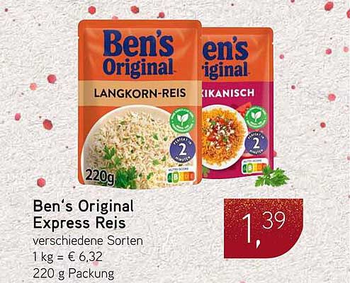 Ben's Original Express Reis – verschiedene Sorten