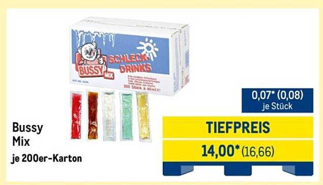 Bussy Mix Schleck Drinks - je 200er-Karton