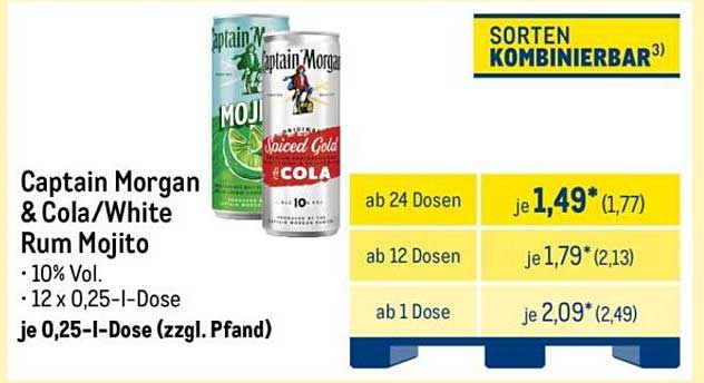 Captain Morgan & Cola/White Rum Mojito - 10% Vol.