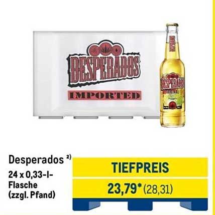 Desperados 24 x 0,33-l-Flasche (zzgl. Pfand)