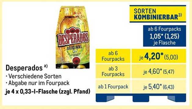 Desperados Original 0,33l Flasche – Angeboten in verschiedenen Sorten