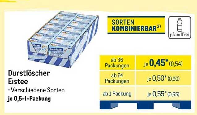 Durstlöscher Eistee – verschiedene Sorten je 0,5-l-Packung