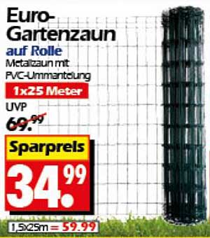 Euro-Gartenzaun auf Rolle - Metallzaun mit PVC-Ummantelung 1x25 Meter