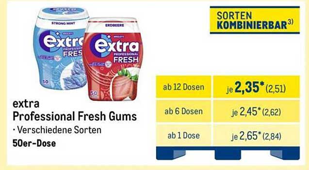 extra Professional Fresh Gums - Verschiedene Sorten 50er-Dose
