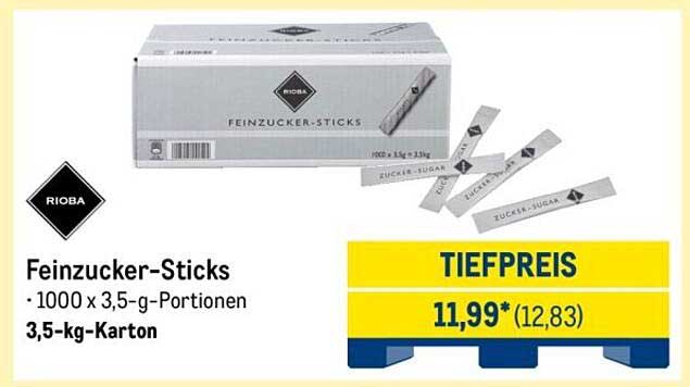Feinzucker-Sticks 3,5 kg - 1000 x 3,5-g-Portionen