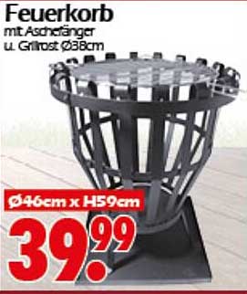 Feuerkorb mit Aschelöchter und Grillrost Ø38cm