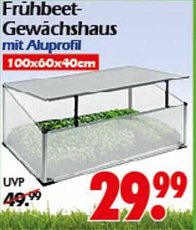 Frühbeet-Gewächshaus mit Aluprofil 100x60x40cm