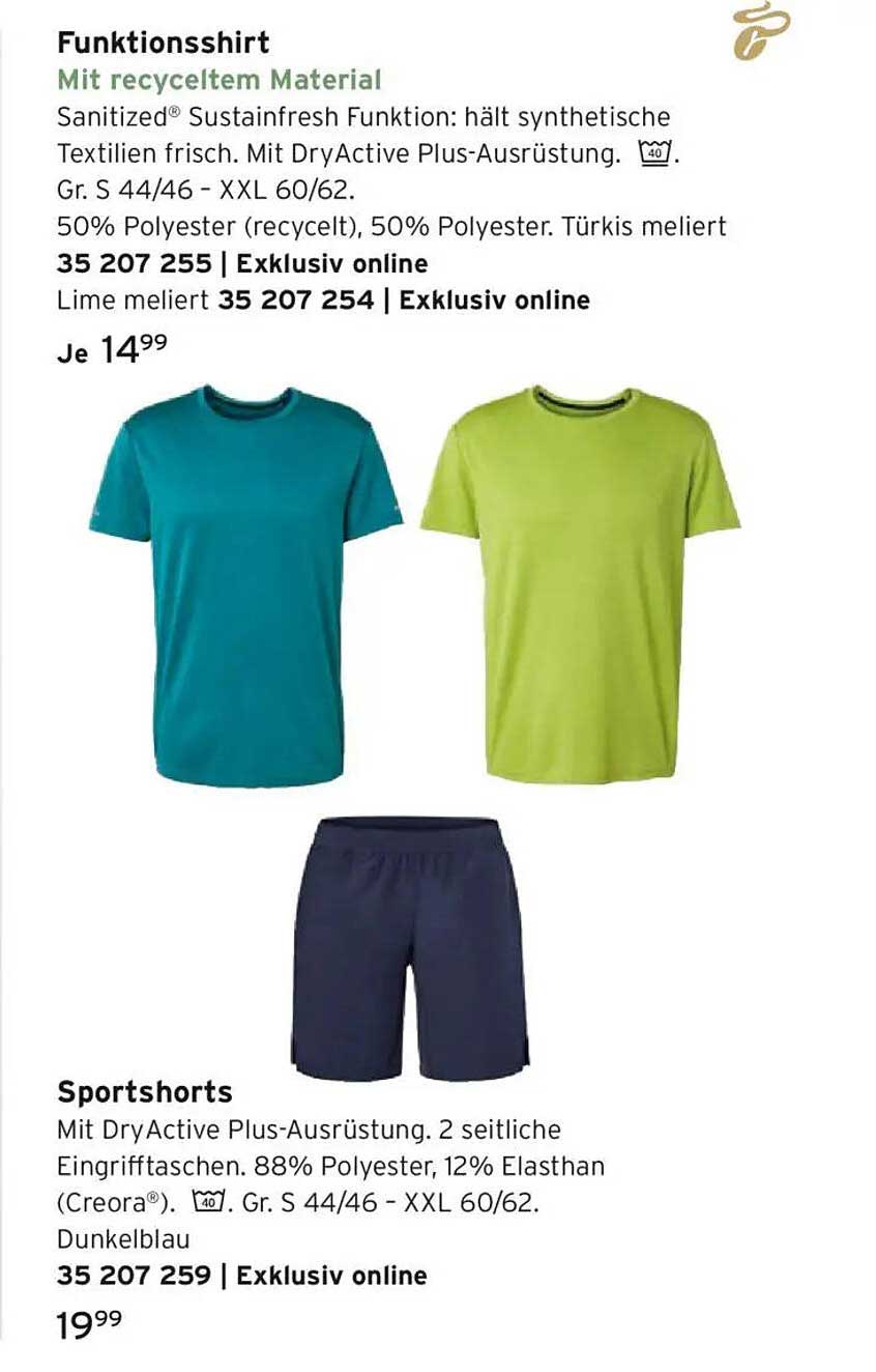 Funktionelles Sportshirt und sportliche Shorts von Tchibo