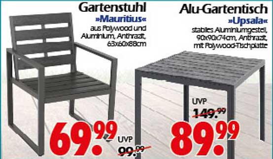 Gartenstuhl »Mauritius« und Alu-Gartentisch »Upsala«