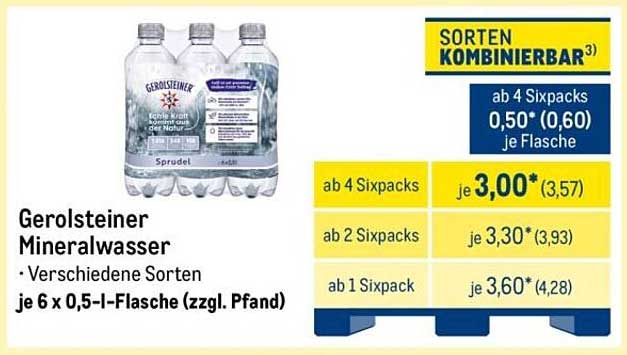 Gerolsteiner Mineralwasser je 6 x 0,5-l-Flasche (zzgl. Pfand)