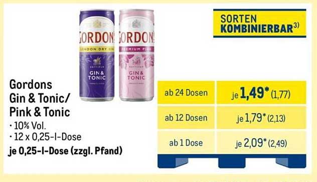 Gordons Gin & Tonic / Pink & Tonic - Erfrischender Genuss aus der Dose