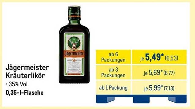 Jägermeister Kräuterlikör 0,35 l Flasche - 35% Vol.