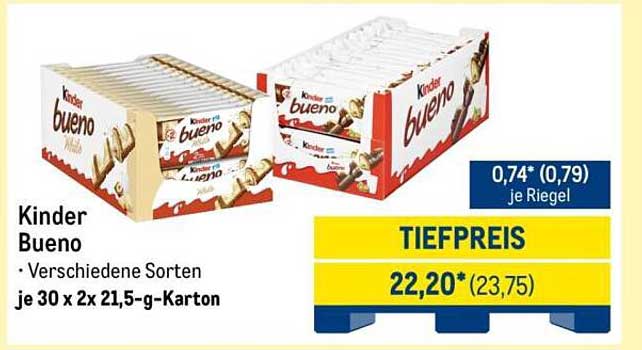 Kinder Bueno - Verschiedene Sorten im 30er Karton