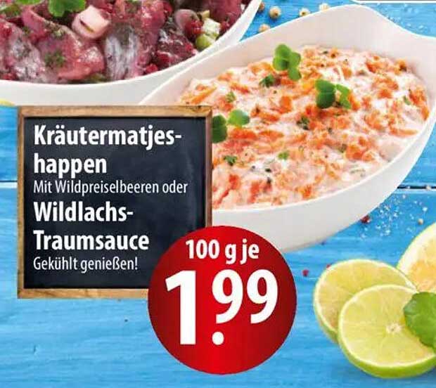 Kräutermatjes-Happen mit Wildpreiselbeeren oder Wildlachs-Traumsauce