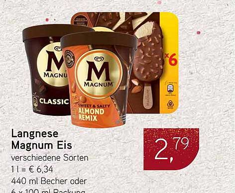 Langnese Magnum Eis verschiedene Sorten
