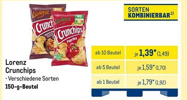 Lorenz Crunchips - Verschiedene Sorten 150-g-Beutel