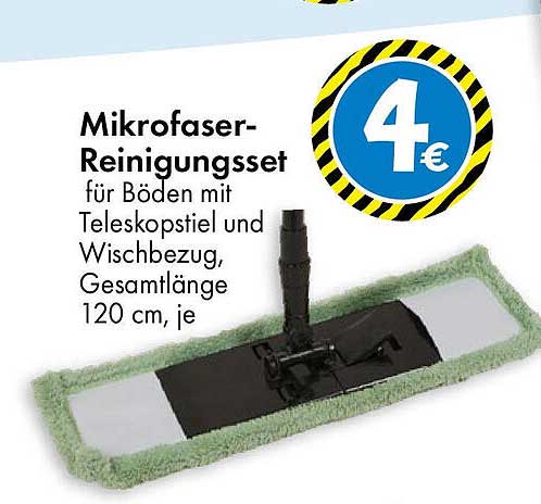 Mikrofaser-Reinigungsset für Böden mit Teleskopstiel und Wischbezug