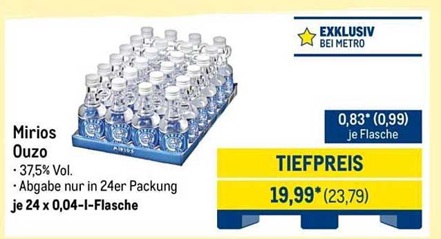 Mirios Ouzo - 24er Packung mit 0,04-l-Flaschen