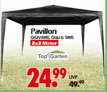 Pavillon 3x3 Meter – Grün/Weiß, Grau oder Weiß
