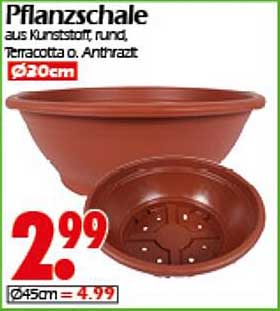 Pflanzschale aus Kunststoff, rund, Terracotta oder Anthrazit Ø30cm