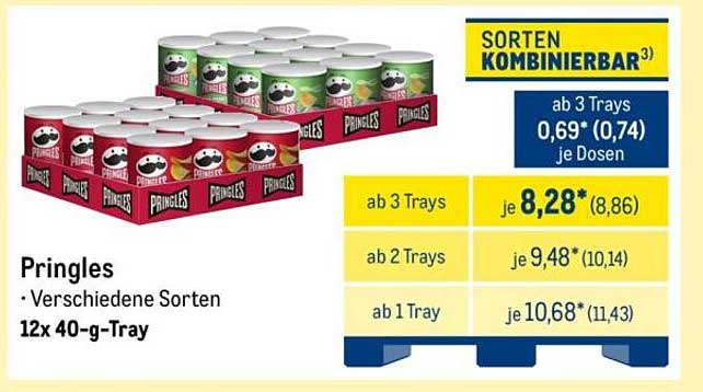 Pringles 12x 40-g-Tray - Verschiedene Sorten