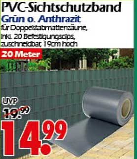PVC-Sichtschutzband Grün o. Anthrazit 20 Meter