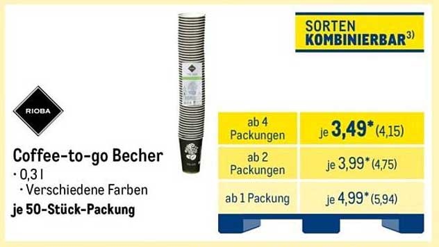 RIABA Coffee-to-go Becher – 0,31 l – Verschiedene Farben