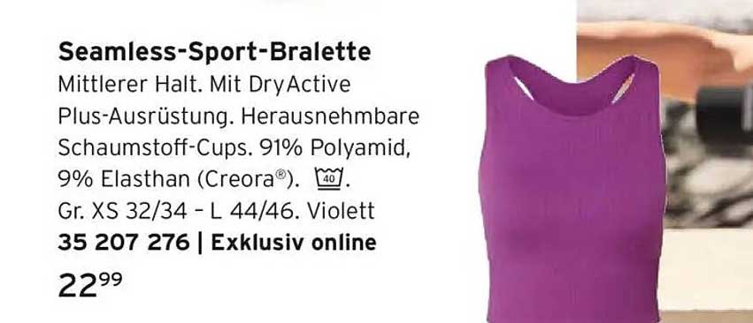 Seamless-Sport-Bralette mit mittlerem Halt