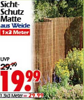 Sichtschutz Matte aus Weide 1x3 Meter