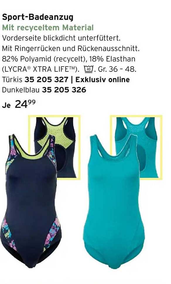 Sport-Badeanzug mit recyceltem Material