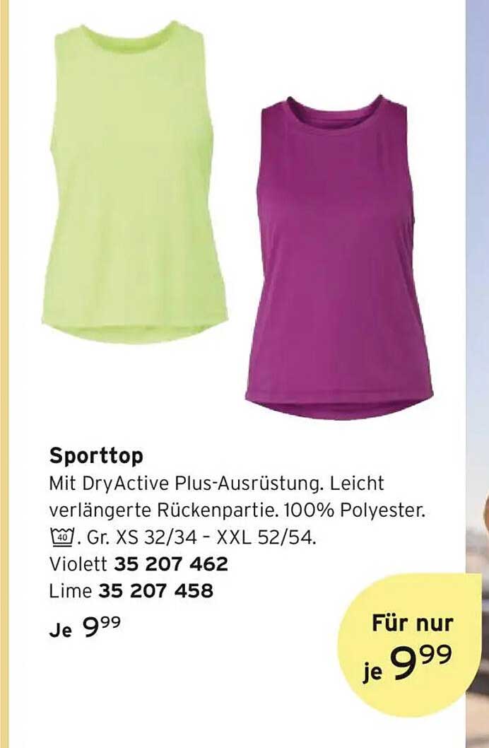 Sporttop in Violett und Lime mit DryActive Plus-Ausrüstung
