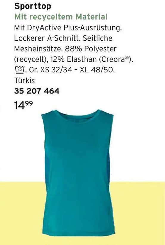 Sporttop mit recyceltem Material