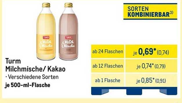 Turm Milchmischung/Kakao – 500 ml-Flasche