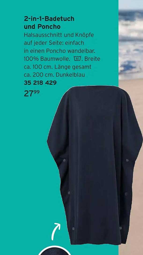 2-in-1-Badetuch und Poncho