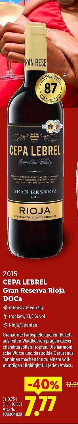 2015 CEPA LEBREL Gran Reserva Rioja DOCa